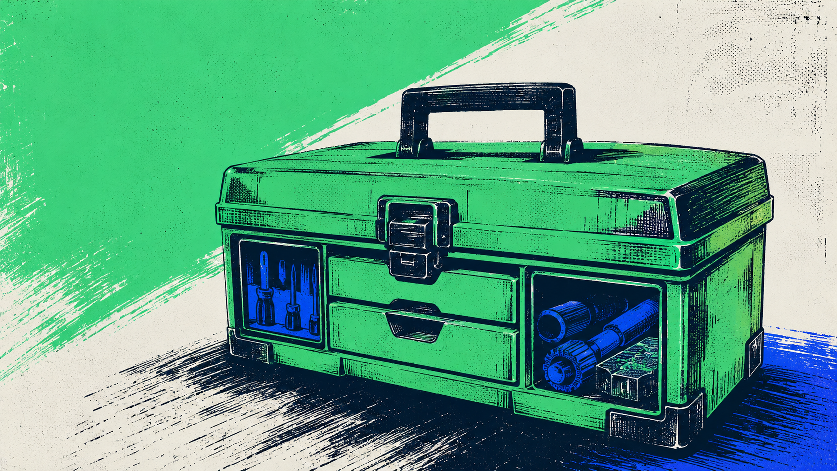Illustration of a Claude Code terminal agent reading files, editing code, and running tests autonomously
